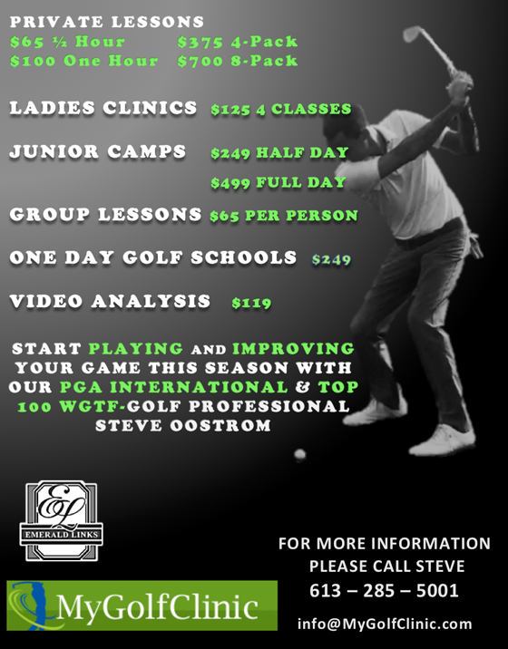 Steve Oostrom Professional Certified Golf Instructor Ottawa and st maarten